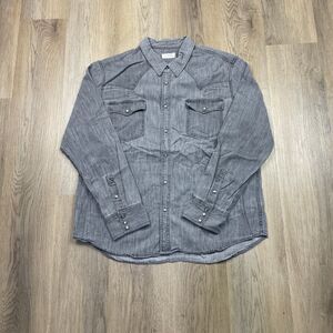 Tecovas Shirt Mens XL Gray Western Pearl Snap Long Sleeve Denim Cowboy Rodeo